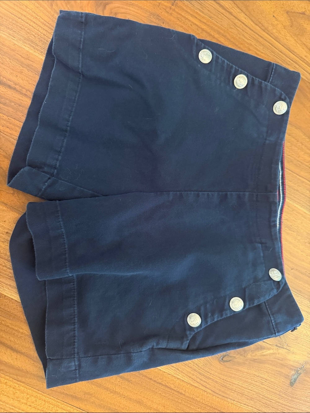 Tommy Hilfiger Navy High-Waist Button Front Shorts